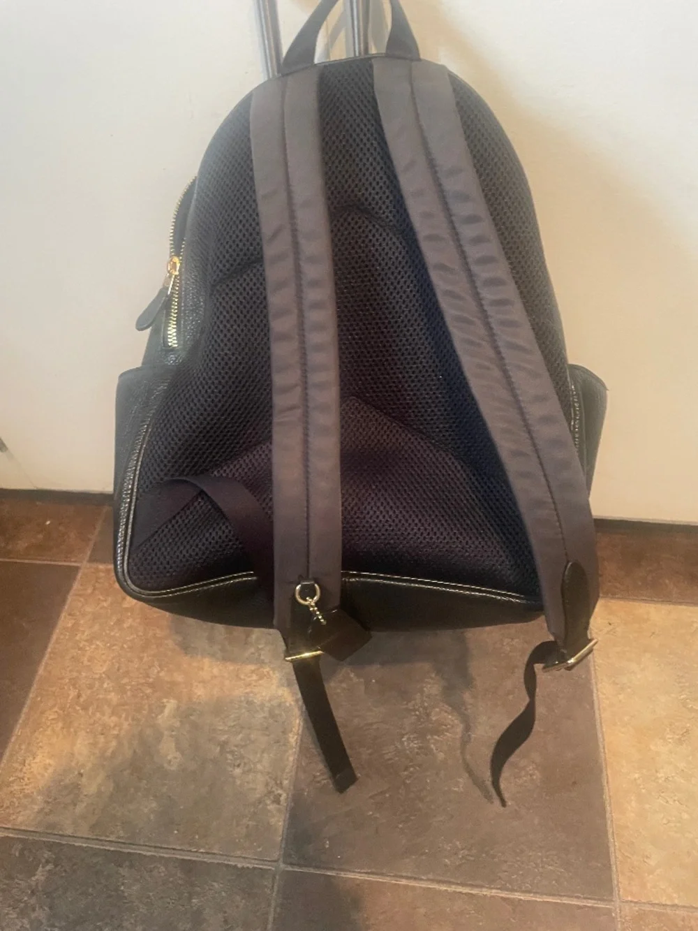 Black leather Coach Backpack
